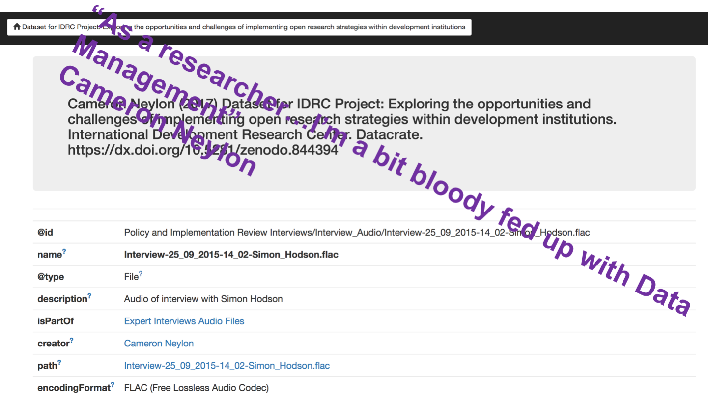 
<p>“As a researcher…I’m a bit bloody fed up with Data Management”
Cameron Neylon
