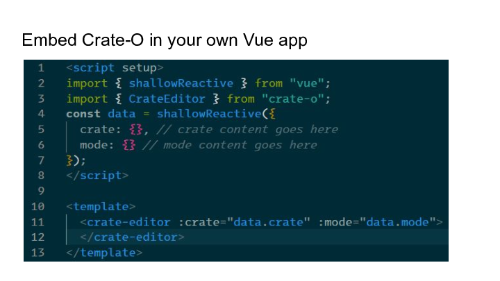 Embed Crate-O in your own Vue app ::  :: 