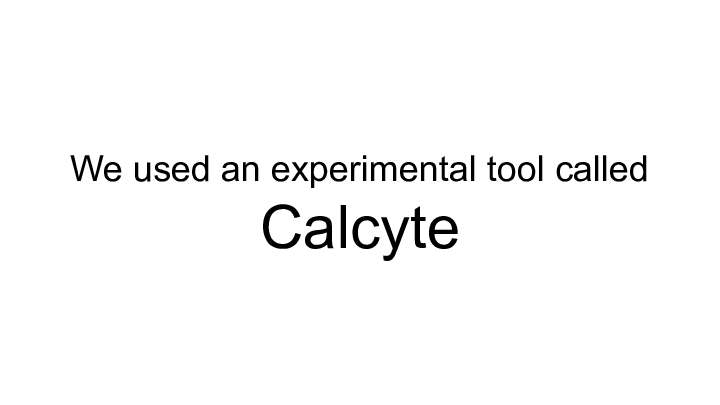 We used an experimental tool called ||            Calcyte